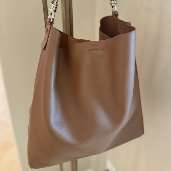 All Saints Brown Leather Tote Bag - Picture 2 of 15